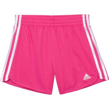 adidas Big Girls Mesh 3-Stripe Shorts in Pink