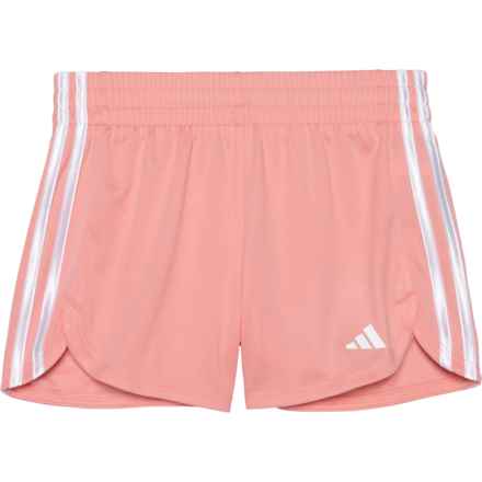 adidas Big Girls S24 3-Stripe Mesh Pacer Soccer Shorts in Pink