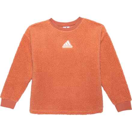 adidas Big Girls Sherpa Crew Neck Sweatshirt in Peach