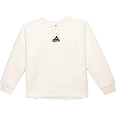 adidas Big Girls Sherpa Crew Neck Sweatshirt in White