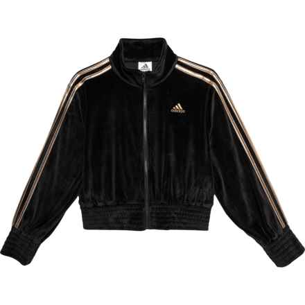 adidas Big Girls Velour Track Jacket in Black