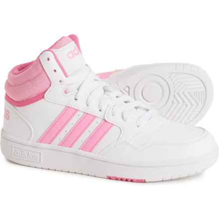 adidas Boys and Girls Hoops 3.0 Mid Court Shoes in Ftwr White