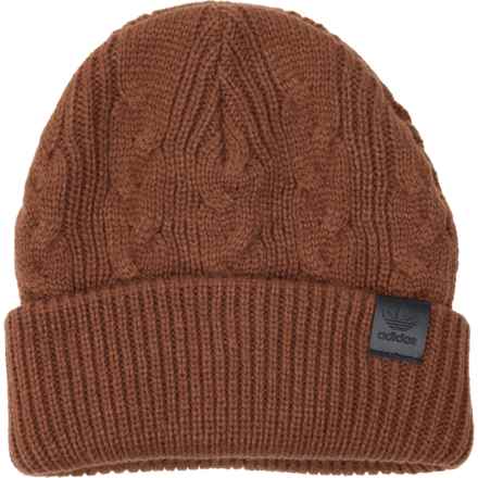adidas Cable Knit Beanie in Preloved Brown/Black