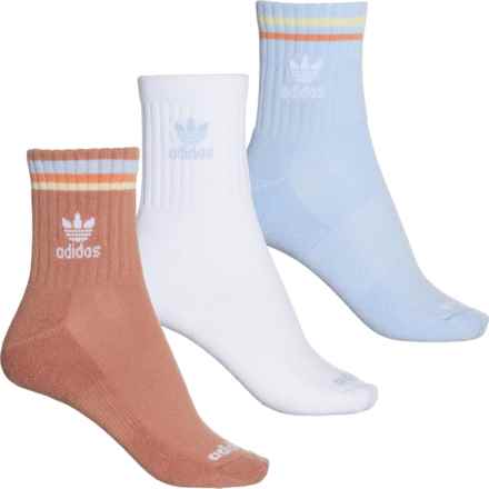 adidas Cosmic Socks - 3-Pack, Quarter Crew (For Women) in Blue Dawn/White/Clay Strata Brown