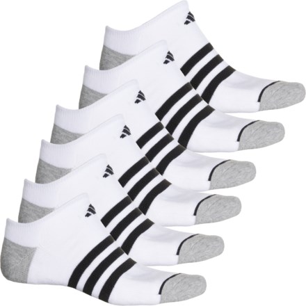 adidas Cushioned 3-Stripe No-Show Socks - 6-Pack, Below the Ankle (For Men) in White/Black/Grey