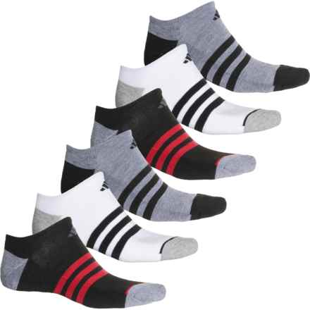 adidas Cushioned AEROREADY 3-Stripe No-Show Socks - 6-Pack, Below the Ankle (For Men) in Black/Grey/Scarlet Red