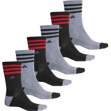 adidas Cushioned AEROREADY 3-Stripe Socks -  6-Pack, Crew (For Men) in Black/Grey/Scarlet Red