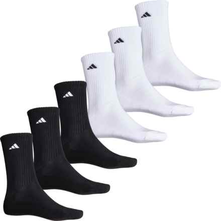 adidas Cushioned AEROREADY Socks - 6-Pack, Crew (For Men) in White/Black/White