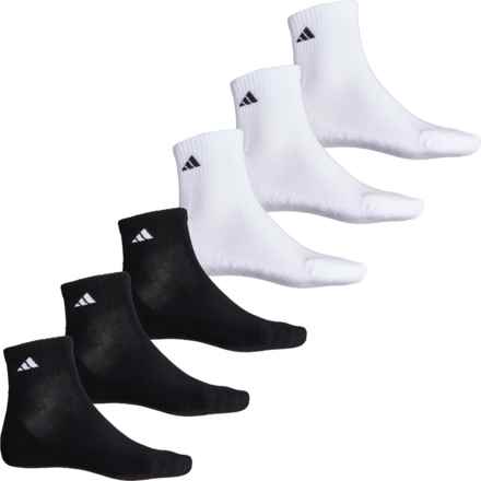 adidas Cushioned AEROREADY Socks - 6-Pack, Quarter Crew (For Men) in White/Black/White