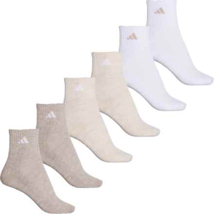 adidas Cushioned AEROREADY Socks - 6-Pack, Quarter Crew (For Women) in Alumina Beige/White/Wonder Beige