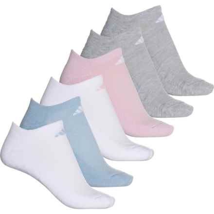 adidas Cushioned Athletic No-Show Socks - 6-Pack, Below the Ankle (For Women) in Soft Vision/White/Light Grey