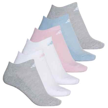 adidas Cushioned Athletic No-Show Socks - 6-Pack, Below the Ankle (For Women) in Soft Vision/White/Light Grey