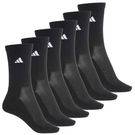 adidas Cushioned Athletic Socks - 6-Pack, Crew (For Women) in Black/White