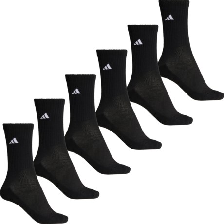 adidas Cushioned Athletic Socks - 6-Pack, Crew (For Women) in Black/White