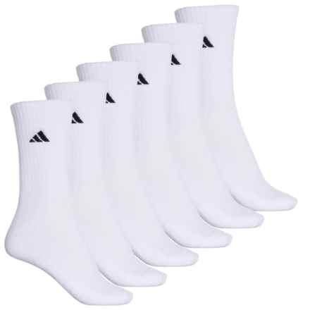 adidas Cushioned Athletic Socks - 6-Pack, Crew (For Women) in White/Black
