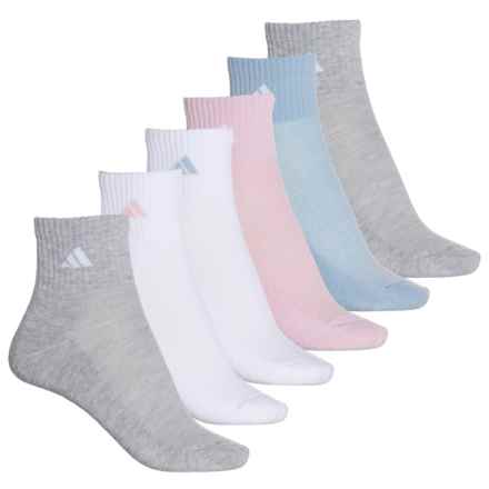 adidas Cushioned Athletic Socks - 6-Pack, Quarter Crew (For Women) in Soft Vision/White/Light Grey