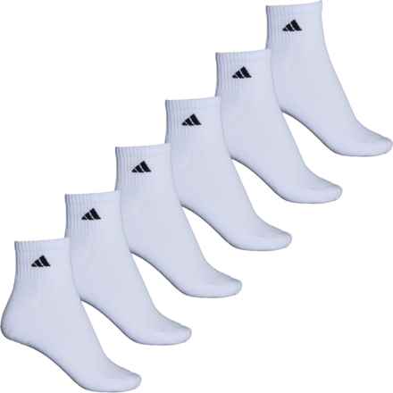 adidas Cushioned Athletic Socks - 6-Pack, Quarter Crew (For Women) in White/Black