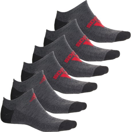 adidas Cushioned Mixed Low-Cut Socks - 6-Pack, Below the Ankle (For Men) in Black/Onix Grey/Scarlet Red