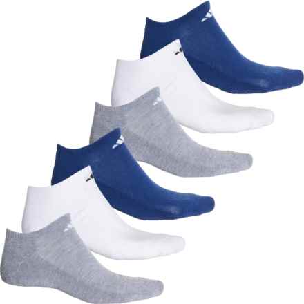 adidas Cushioned No-Show Socks - 6-Pack, Below the Ankle (For Men) in Heather Grey/White/Collegiate Navy