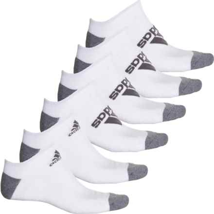adidas Cushioned No-Show Socks - 6-Pack, Below the Ankle (For Men) in White/Onix Grey