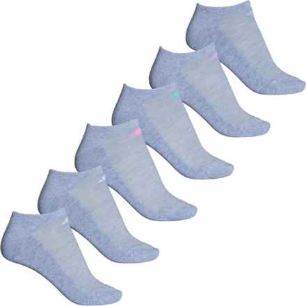 adidas Cushioned No-Show Socks - 6-Pack, Below the Ankle (For Women) in Cool Light Heather/Glow Blue