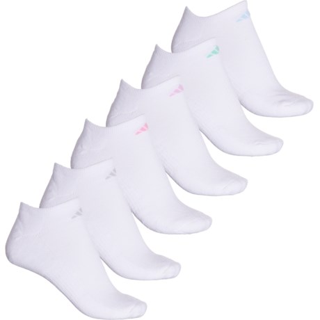 adidas Cushioned No-Show Socks - 6-Pack, Below the Ankle (For Women) in White/Clear Sky Blue/Bliss Lilac Purple