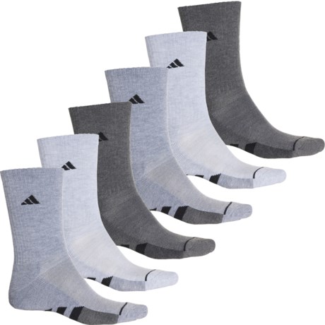 adidas Cushioned Socks - 6-Pack, Crew (For Men) in Cool Light Heather/Heather Grey/Dark Grey