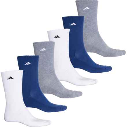 adidas Cushioned Socks - 6-Pack, Crew (For Men) in Heather Grey/White/Collegiate Navy