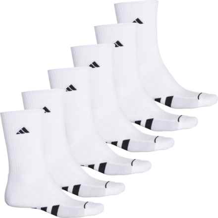 adidas Cushioned Socks - 6-Pack, Crew (For Men) in White/Clear Onix Grey/Black
