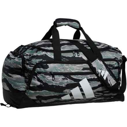adidas Defender 5 Medium Duffel Bag -Essential Camo Silver Green-Black in Essential Camo Silver Green-Black/Black