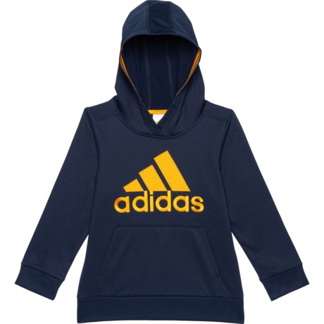 adidas Embroidered Logo Fleece Boys Hoodie (Various Sizes in Navy/Yelow)