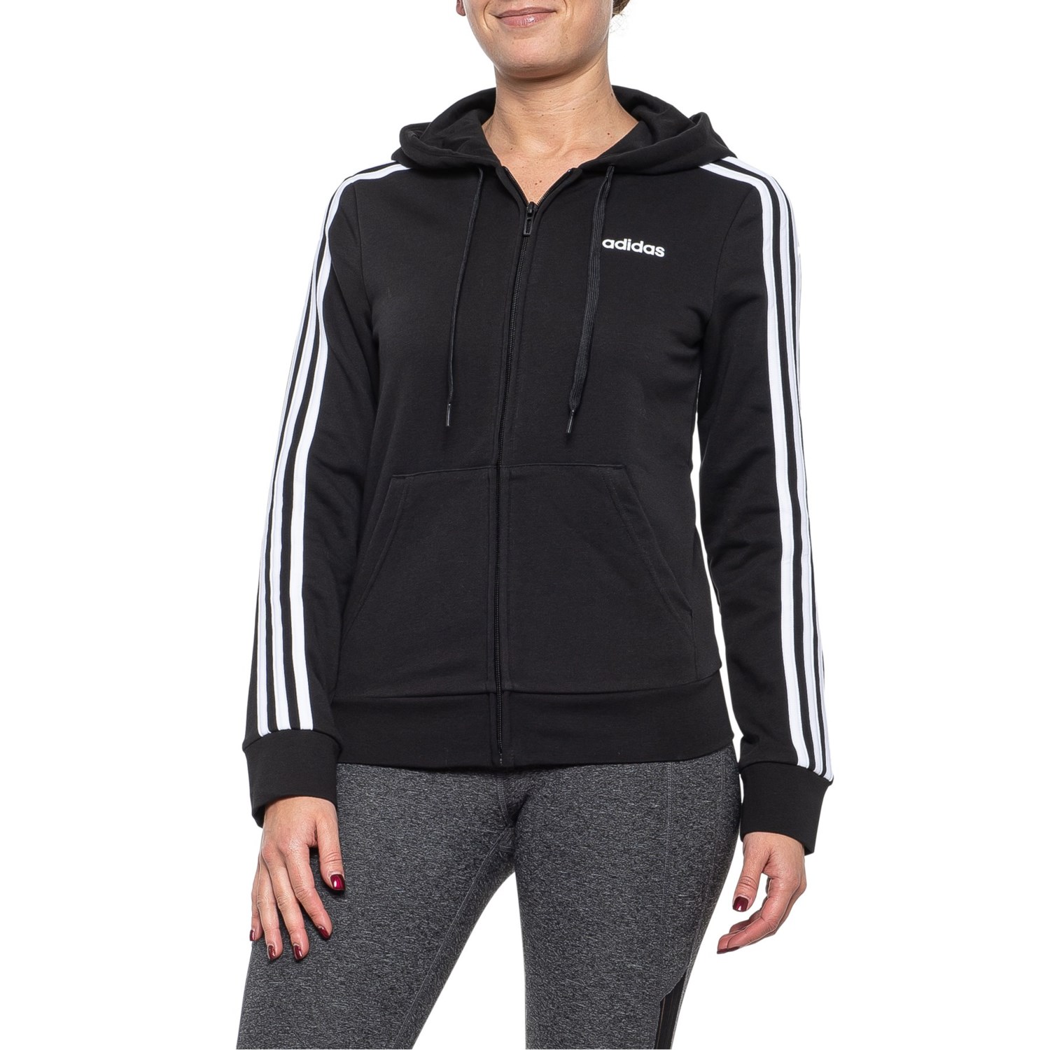 adidas Essential 3-Stripes Hoodie (For Women) - Save 50%