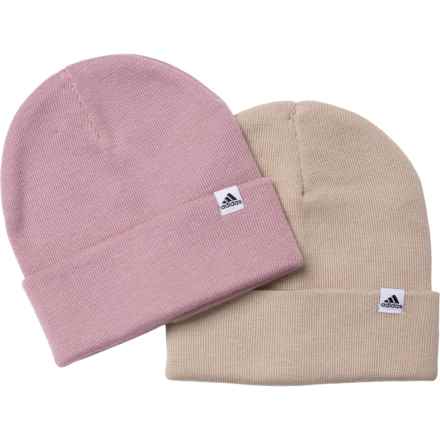 adidas Fold Beanie - 2-Pack in Wonder Beige/Mauve Purple/White Black