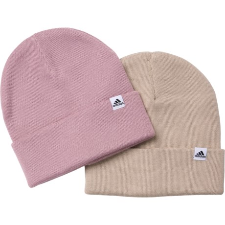 adidas Fold Beanie - 2-Pack in Wonder Beige/Mauve Purple/White Black