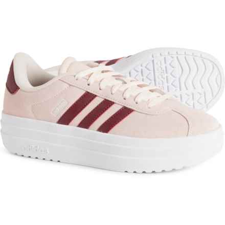 adidas Girls VL Court Bold Skateboard Sneakers - Suede in Wonder Quartz/Shadow Red/Cloud White