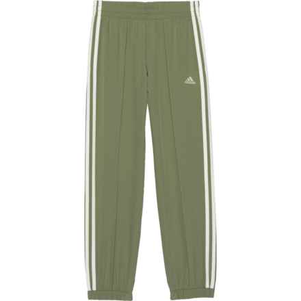 adidas Girls Woven 3S Pants in M Green