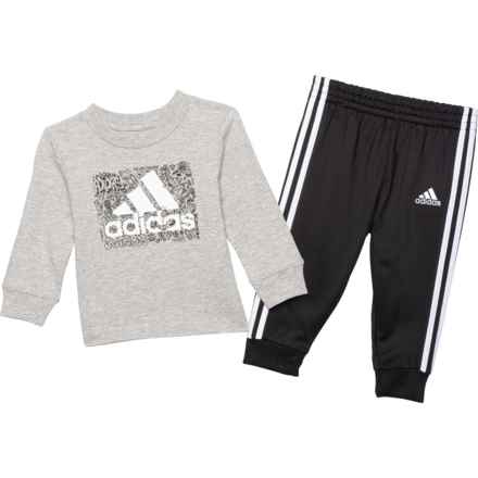 adidas Infant Boys Graphic T-Shirt and Joggers Set - Long Sleeve in Grey Heather