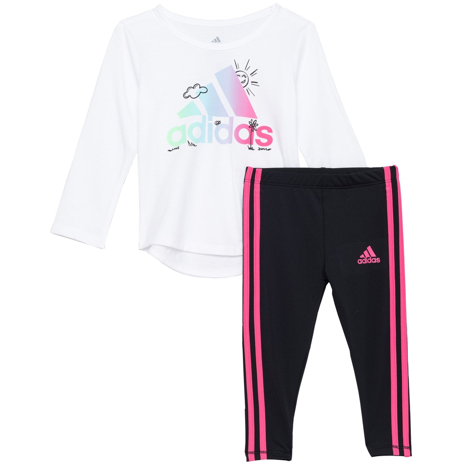 Adidas Infant Girls Jersey T-Shirt and Tights Set - Long Sleeve