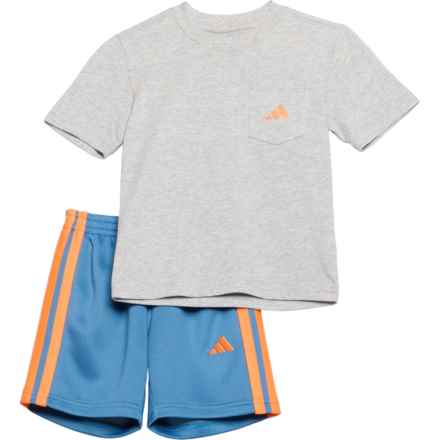 adidas Little Boy Graphic Cotton T-Shirt and Double-Knit Shorts Set - Short Sleeve in Mgh