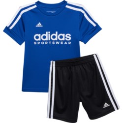 adidas Little Boys 3-Stripe Soccer T-Shirt and Shorts Set - Short Sleeve in B Royal