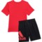 4NNFR_2 adidas Little Boys 3-Stripe T-Shirt and Shorts Set - Short Sleeve