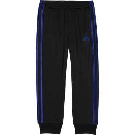 adidas Little Boys 3-Stripe Tricot Soccer Joggers in Black/Blue