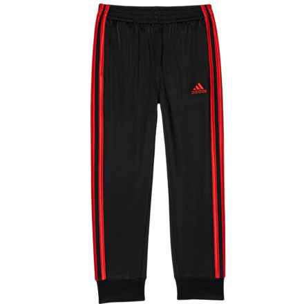 adidas Little Boys 3-Stripe Tricot Soccer Joggers in Black/Red