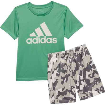 adidas Little Boys Adi T-Shirt and Camo AOP Shorts Set - Short Sleeve in Green