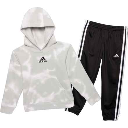 adidas Little Boys C AOP Fleece Hoodie and Joggers Set in Light Grey