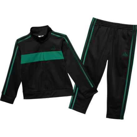 adidas Little Boys C Essential Tricot Track Jacket and Pants Set in Black/Green