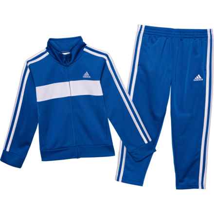 adidas Little Boys C Essential Tricot Track Jacket and Pants Set in Brite Blu