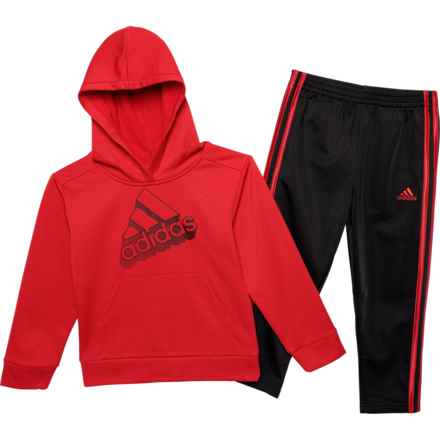 adidas Little Boys Chi Poly Fleece Hoodie and Pants Set in Bright Red