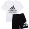 adidas Little Boys Cotton T-Shirt and Graphic Shorts Set - Short Sleeve in White