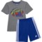 adidas Little Boys Graphic T-Shirt and Shorts Set - Short Sleeve in Charcoal Grey